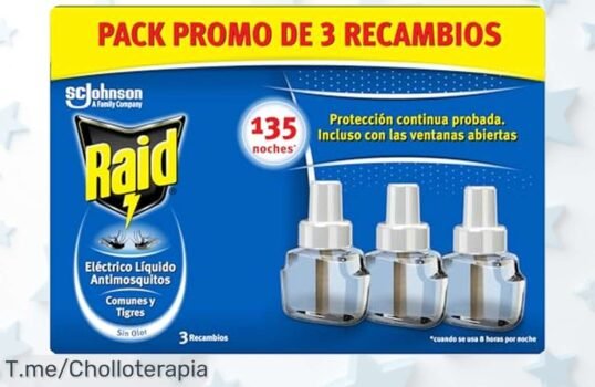 Raid eléctrico líquido con recambios para 135 noches que matan mosquitos incluso con luces encendidas descubre el super chollo seguro para bebés ¡compra ya!