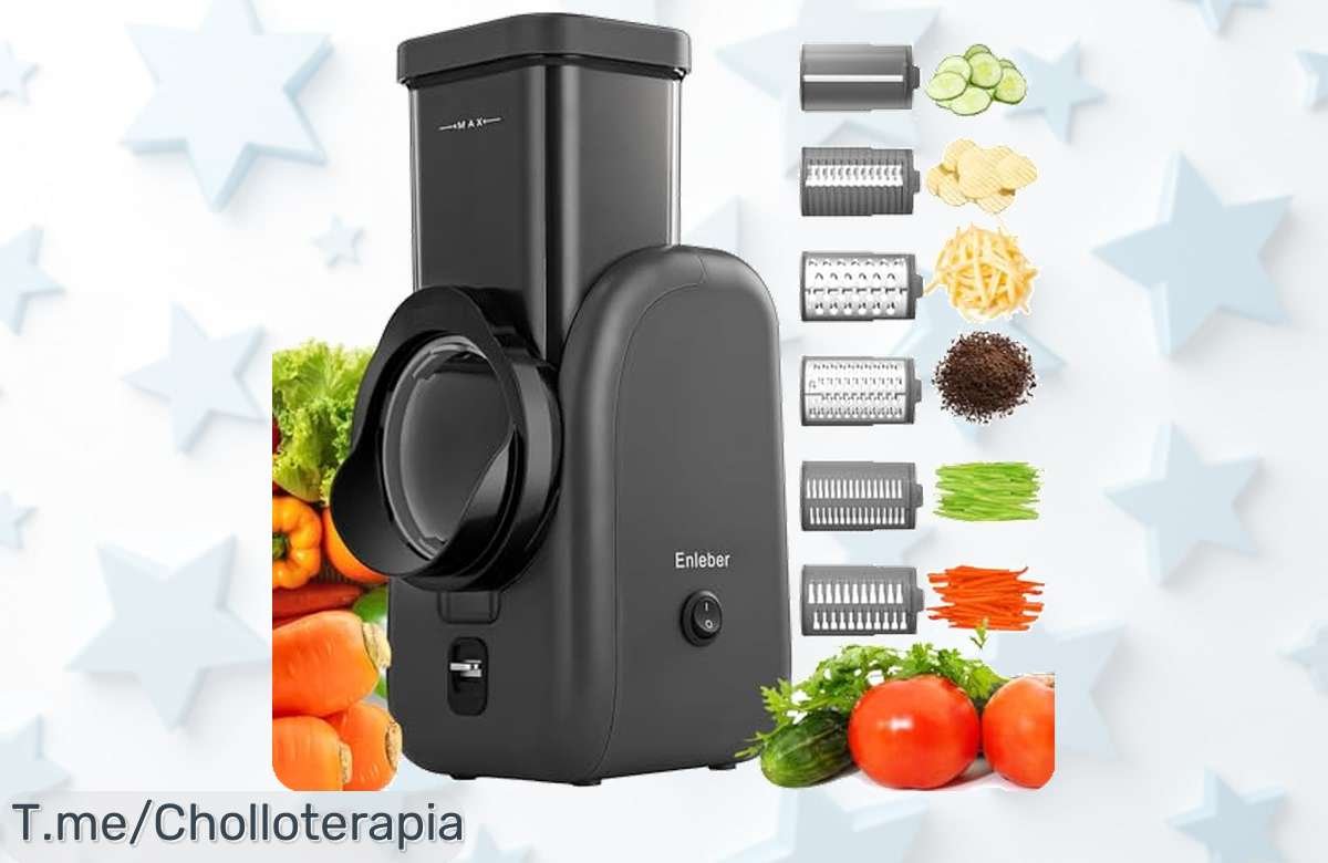 Rallador eléctrico multifunción con precio loco que ralla y pica rápido ahorra tiempo en la cocina con descuento brutal ya disponible no dejes pasar este ofertón limitado