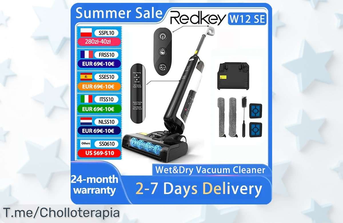 Redkey inalámbrica W12 SE con autolavado y secado multisuperficie disfruta de un precio loco nunca visto para limpiar fácil corre que es super chollo limitado