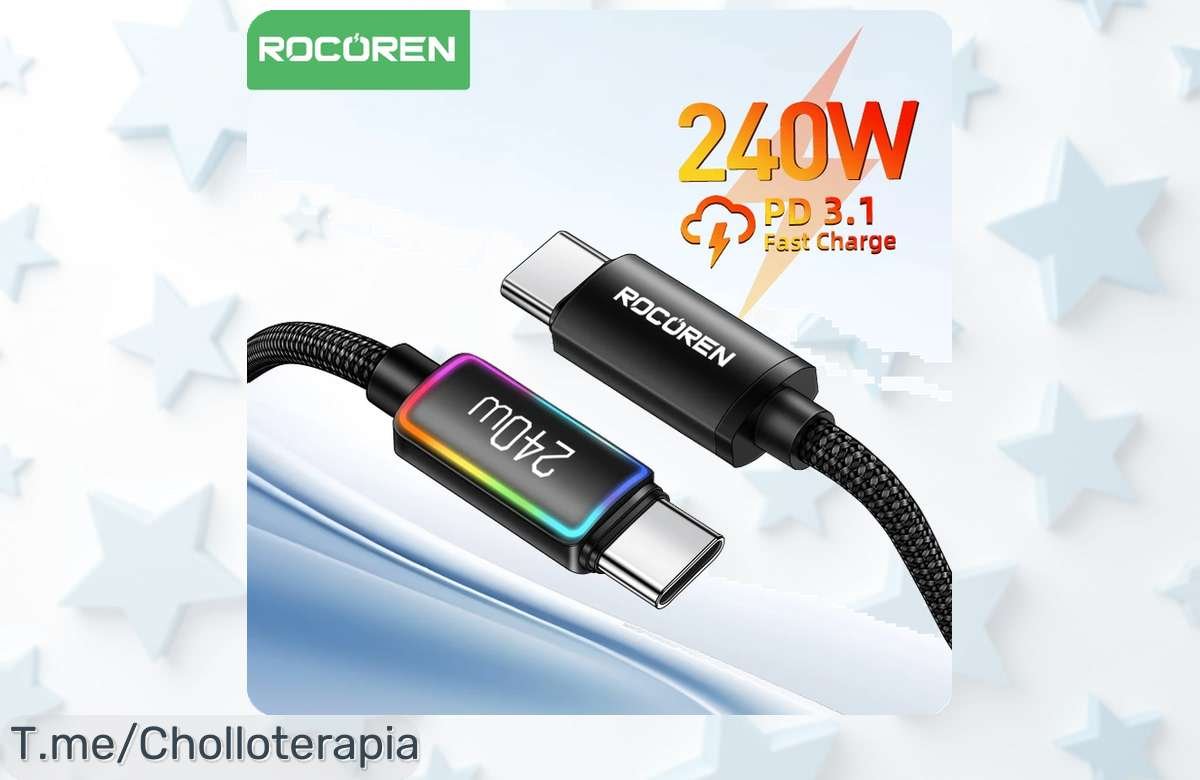 Rocoren 240W USBC con luz RGB y carga rápida qc 30 super chollo de velocidad brutal precio loco descuento brutal único aprovecha ya antes que se acaben