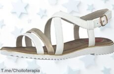 Sandalia Jana blanca con tacón bajito y material duradero descuento brutal nunca visto un ofertón a precio de ganga pisa fuerte y consigue la tuya ya antes que vuelen