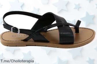 Sandalia mujer negra con hebilla ajustable y suela de piel que enamora aprovecha este ofertón con descuento brutal precio loco por tiempo limitado ¡no lo dejes pasar!