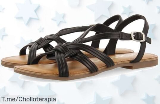 Sandalias negras de piel con tiras antideslizantes y cierre perfecto al tobillo en un ofertón nunca visto aprovecha este descuento brutal precio loco por tiempo limitado compra ya