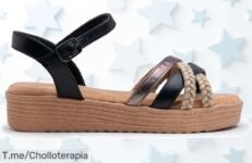 Sandalias planas de cuero PU con detalles de yute y metalizado disfruta este super chollo verano nunca visto aprovecha ya el ofertón precio loco limitado corre rápido