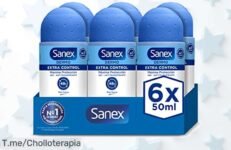 Sanex Dermo Extra Control rollon 6 pack con hasta 48H sin sudor ni olor piel cuidada y sin irritaciones un ofertón en precio loco descuento brutal ¡aprovecha ya antes que se acabe!