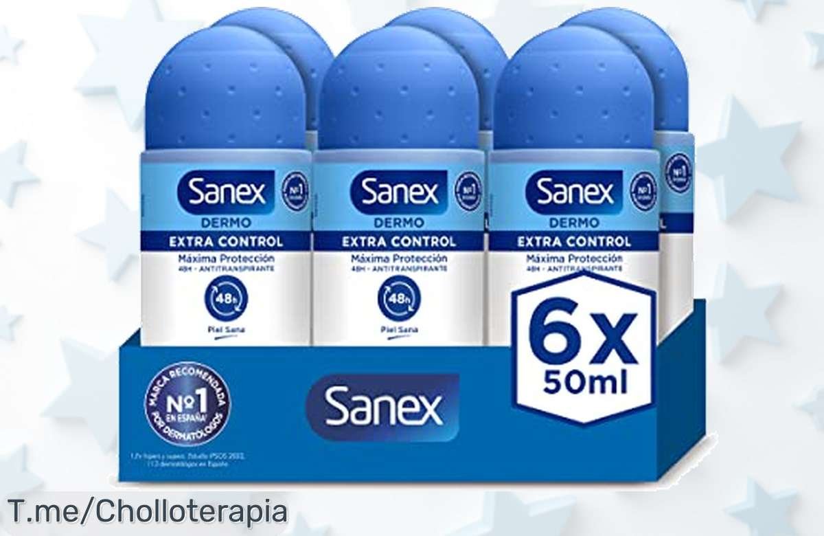 Sanex Dermo Extra Control rollon 6 pack con hasta 48H sin sudor ni olor piel cuidada y sin irritaciones un ofertón en precio loco descuento brutal ¡aprovecha ya antes que se acabe!