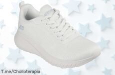 Skechers Bobs Squad Chaos Face Off en blanco con ancho perfecto y super fácil de lavar un ofertón con descuento brutal nunca visto ¡aprovecha este precio loco antes que se acabe!