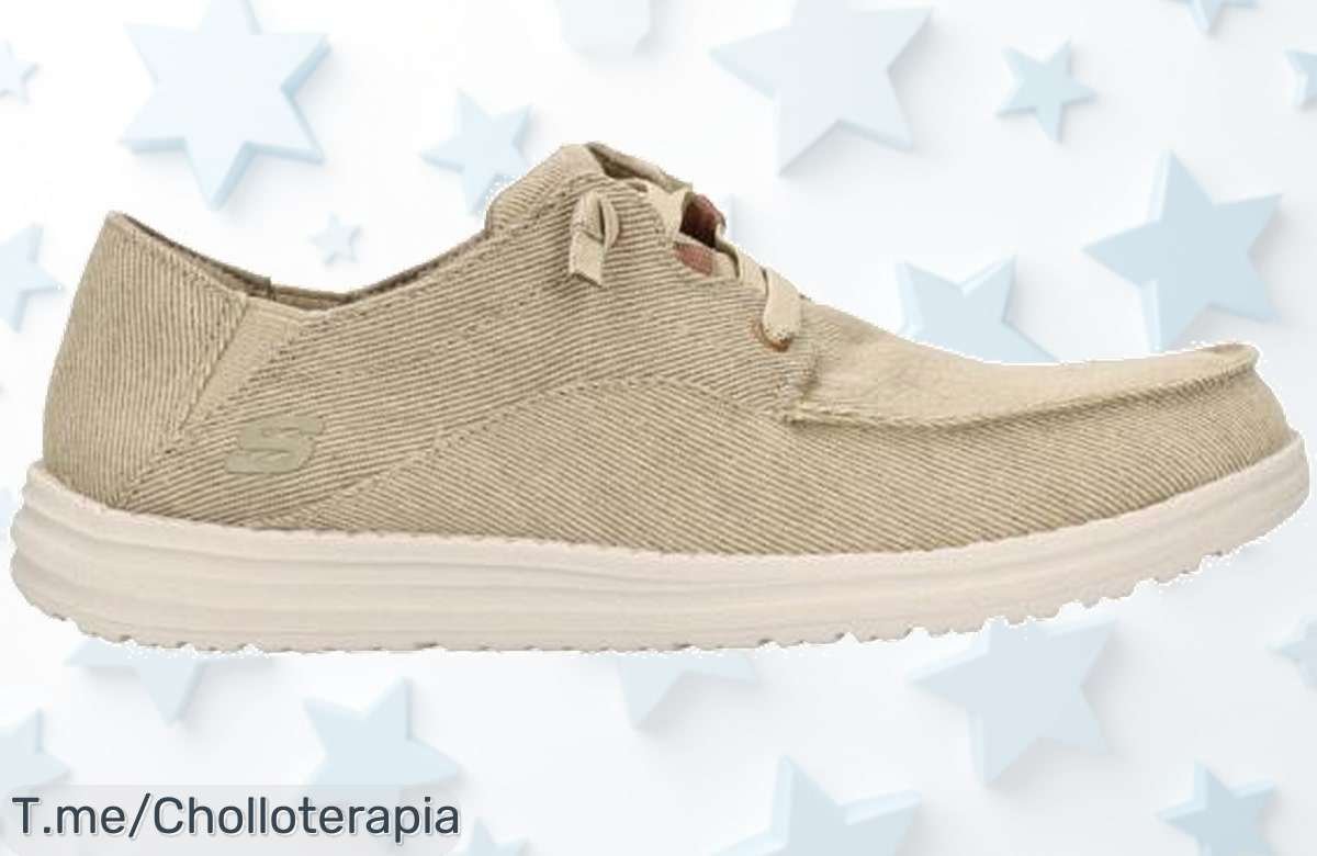 Skechers mocasines Melson beige para hombre con descuento brutal y precio de ganga que nunca has visto apúrate antes que se agoten este super chollo único ya