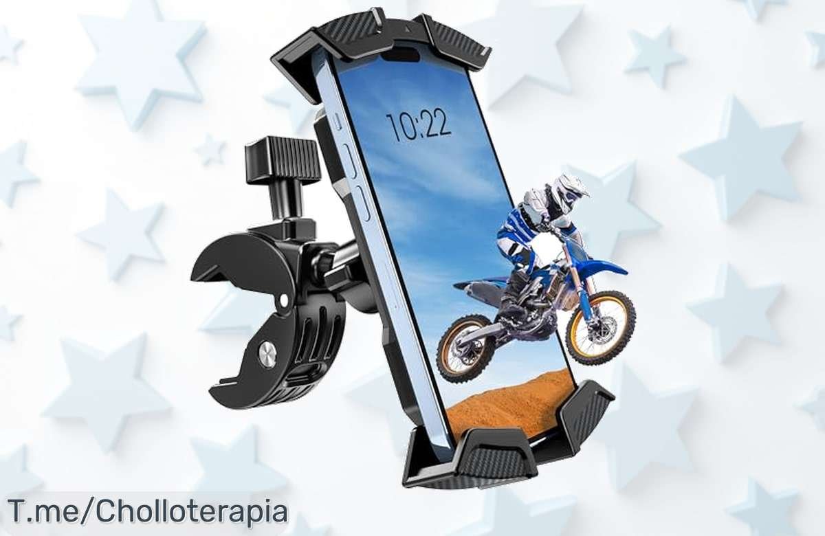 Soporte móvil para bici y moto con giro 360 grados y cierre seguro que no deja vibrar tu móvil aprovecha este ofertón de precio loco descuento brutal nunca visto ¡corre ya!