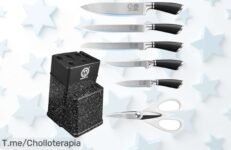 Súper chollo en set de cuchillos ultra afilados con tijeras y bloque diseño irresistible precio de ganga que convierte cocinar en un placer aprovecha ya este ofertón único antes que se agoten