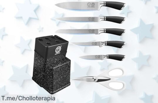 Súper chollo en set de cuchillos ultra afilados con tijeras y bloque diseño irresistible precio de ganga que convierte cocinar en un placer aprovecha ya este ofertón único antes que se agoten