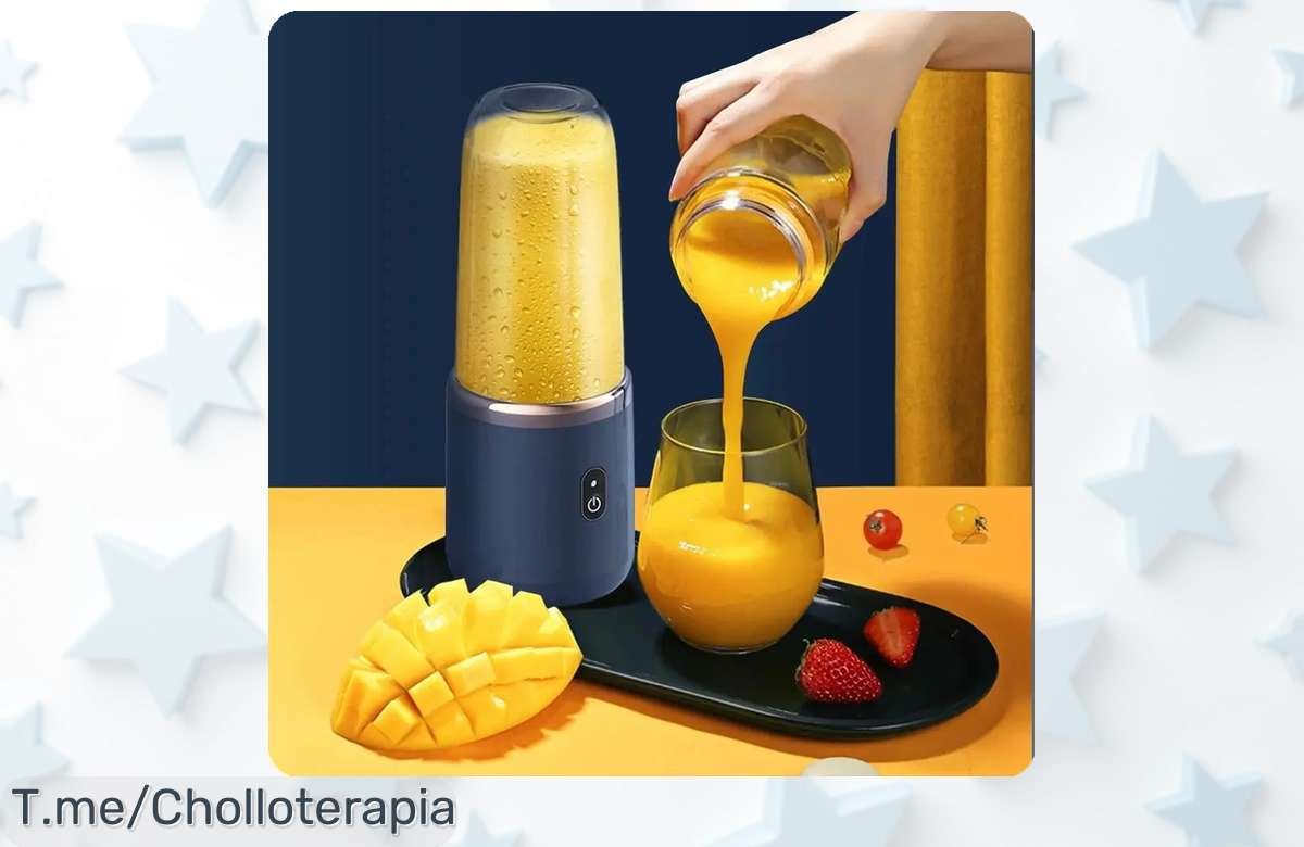 Taza exprimidora portátil con 6 hojas súper potente listo para tus zumos y batidos en segundos precio loco y descuento brutal nunca visto ¡aprovecha este super chollo ya!