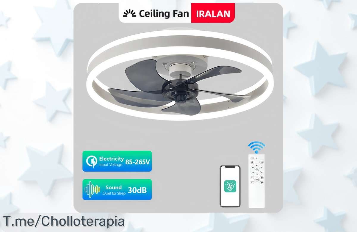 Transforma tu hogar con el IRALAN: Ventilador de techo moderno con luz LED y control remoto, ¡ofertón exclusivo! 6 velocidades para tu comodidad, aprovecha este precio loco antes de que se agote.