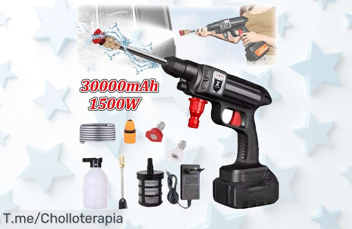 Transforma tu limpieza con la pistola lavadora inalámbrica de 30000mAh y 1500W a un precio loco, ¡haz brillar todo en un instante! Oferta limitada, compra ya antes que se agoten.