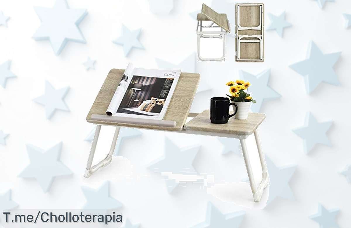 Transforma tus mañanas con la mesa de cama ajustable y plegable, ¡ofertón único que no verás otra vez! Aprovecha el precio loco antes de que se agote.