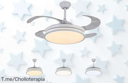 Ventilador de techo con luz LED y mando súper silencioso diseño retráctil 6 velocidades frescura total ¡ofertón nunca visto precio loco no lo dejes escapar!