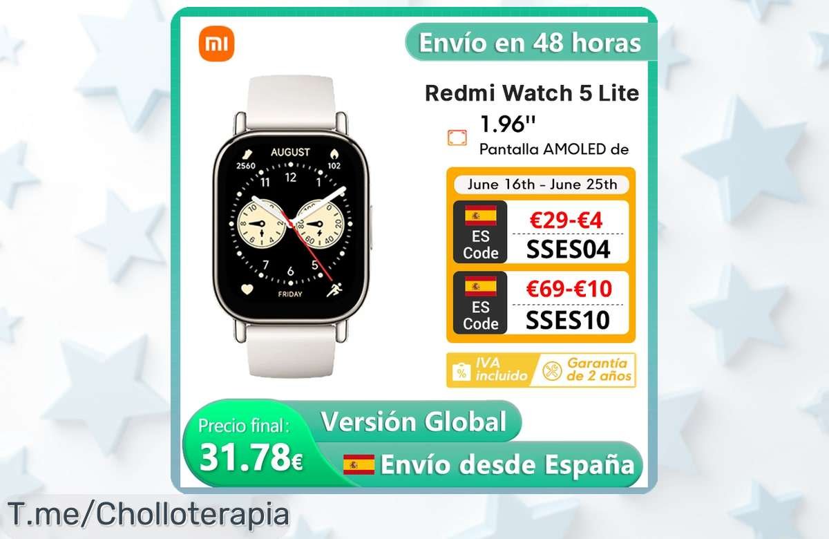 Xiaomi Redmi Watch 5 Lite con pantalla AMOLED y batería que dura 18 días un ofertón con descuento brutal Nunca visto corre antes que se agote este precio loco de ganga