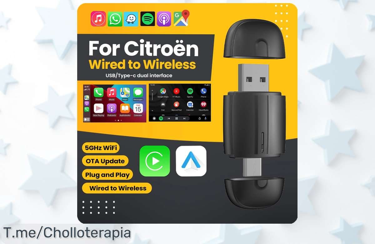 adaptador inalámbrico android auto carplay para citroen con usb tipo c precio loco conecta tu móvil sin líos aprovecha este super chollo oferta limitada actúa ya
