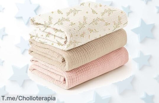 conjunto de 3 mantas muselina para bebé súper suave y acolchada con 6 capas precio loco que nunca viste aprovecha este ofertón ahora antes que se agoten corre ya