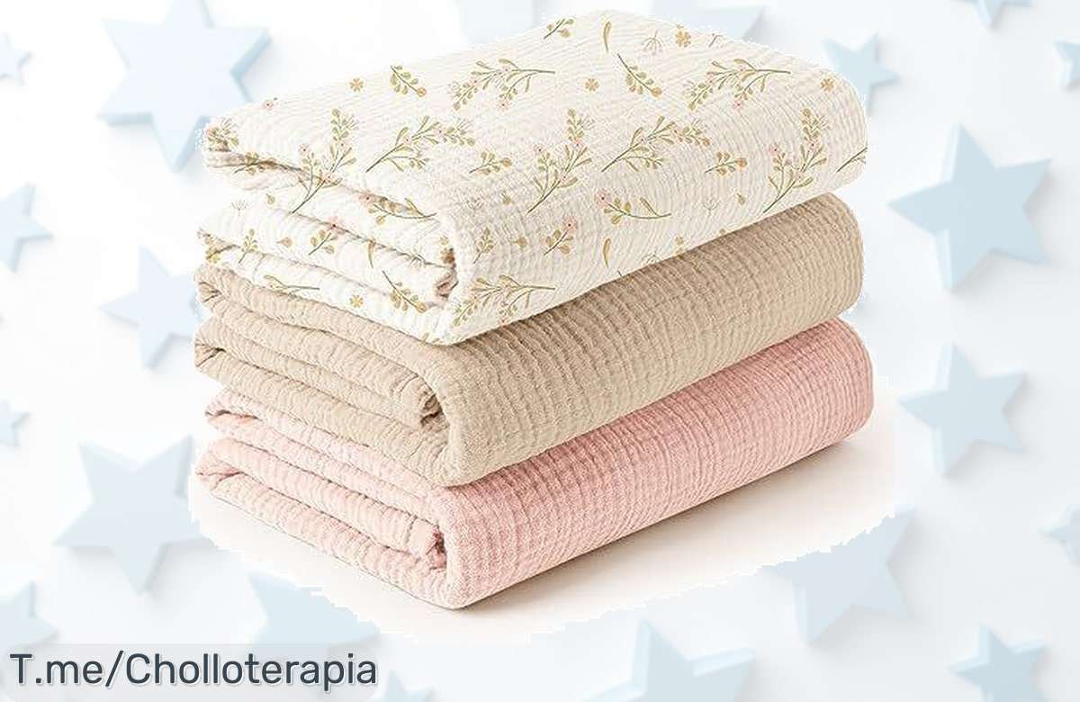 conjunto de 3 mantas muselina para bebé súper suave y acolchada con 6 capas precio loco que nunca viste aprovecha este ofertón ahora antes que se agoten corre ya