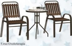 conjunto jardín 3 piezas súper resistente con mesa de vidrio aguanta cualquier clima precio loco y descuento brutal oferta nunca vista ¡aprovecha ya antes que vuelen!