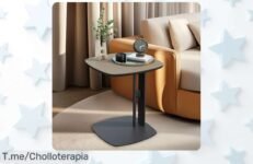mesa auxiliar redonda con cuero resistente y estructura ultra fuerte aguanta 30 kg diseño moderno ideal para cualquier espacio ¡descuento brutal por tiempo limitado no lo dejes escapar!