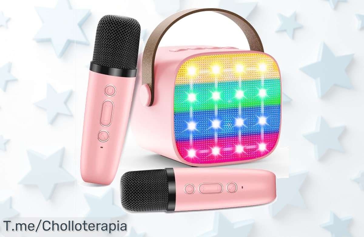 micrófono karaoke infantil inalámbrico con luces y efectos de voz sonido potente un ofertón único a precio loco descuento brutal limitada compra ya antes que se agote