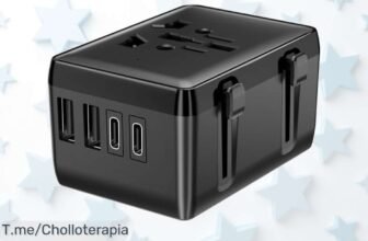 Adaptador de viaje universal con 4 puertos para cargar todo a la vez disfruta este super chollo con descuento brutal y precio loco oferta limitada que se agota rápido