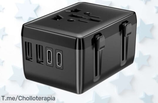Adaptador de viaje universal con 4 puertos para cargar todo a la vez disfruta este super chollo con descuento brutal y precio loco oferta limitada que se agota rápido