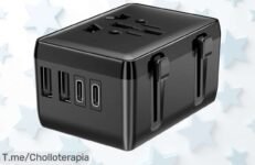 Adaptador universal de viaje con 2 USBC y 2 USBA en un precio loco que nunca viste corre ya por este super chollo descuento brutal y oferta limitada