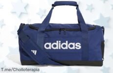 Adidas essentials linear duffel bag azul oscuro con mil bolsillos y espacio para zapatos a precio loco descuento brutal nunca visto aprovecha este ofertón limitado ya