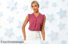 Allegra K blusa sin mangas con volantes que eleva tu estilo en la oficina precio loco y descuento brutal nunca visto corre ya por este super chollo de moda vintage limitado