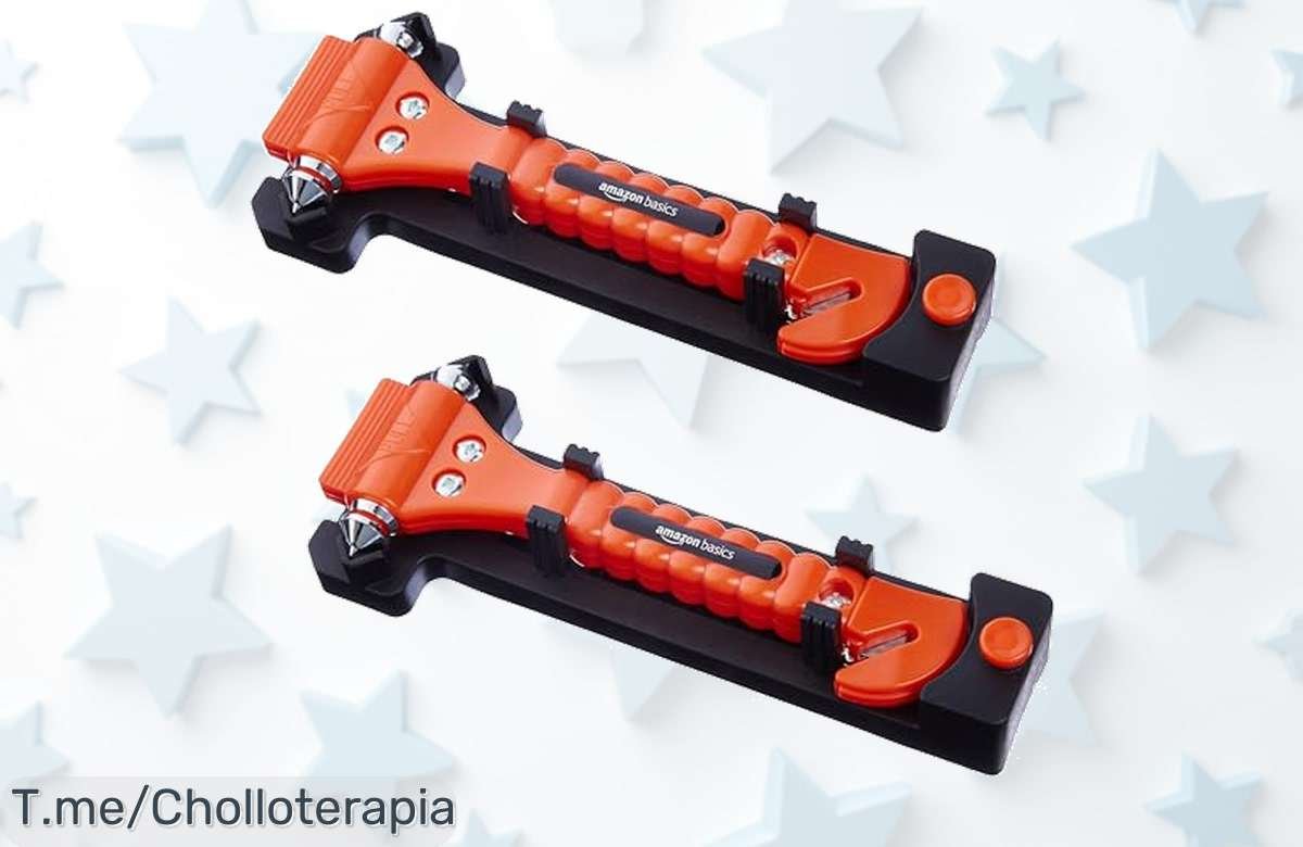 Amazon Basics cortador y martillo rompecristales super resistente con mango antideslizante precio loco y descuento brutal oferta nunca vista solo 2 unidades corre por el tuyo ya