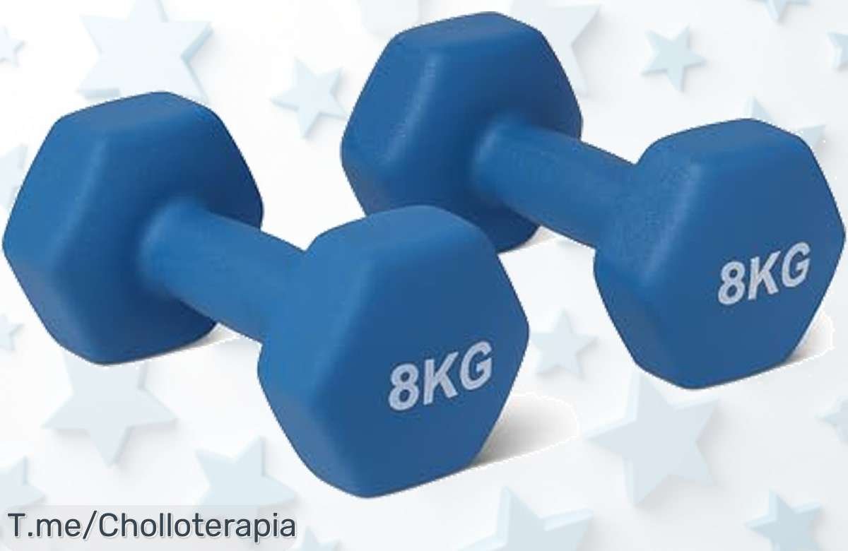 Amazon Basics mancuernas de neopreno 8kg con agarre antideslizante peso visible un ofertón nunca visto para entrenar en casa aprovecha este precio loco ya antes que se acabe