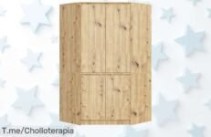 Aprovecha el super chollo del armario esquinero AKORD S100 en roble artisan con 4 puertas y 6 estantes ordenados máximo nunca visto a precio loco compra ya antes que se acabe