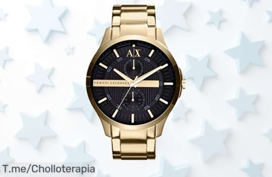 Armani Exchange dorado con movimiento multifunción destaca por su resistencia al agua 50m aprovecha este ofertón nunca visto y corre que se agota el precio loco