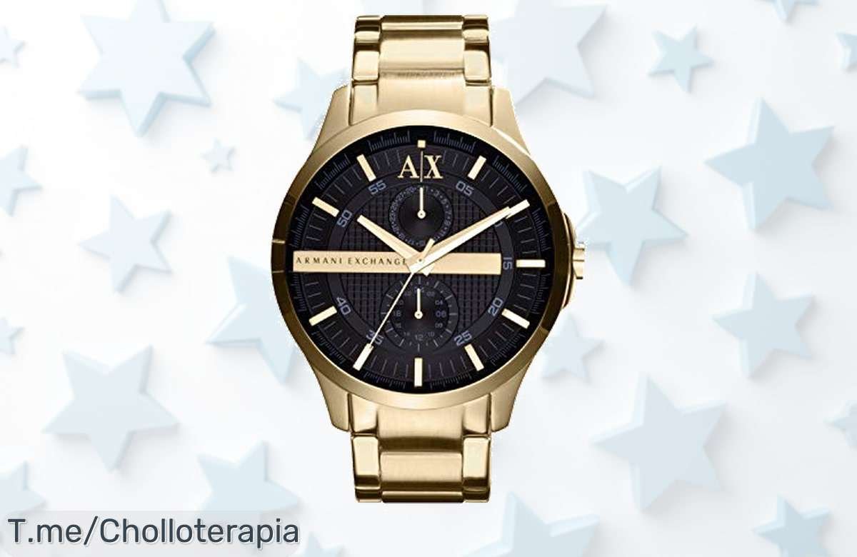 Armani Exchange dorado con movimiento multifunción destaca por su resistencia al agua 50m aprovecha este ofertón nunca visto y corre que se agota el precio loco