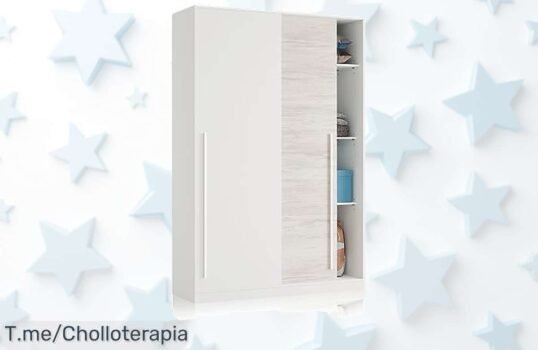 Armario Habitdesign blanco con puertas correderas y estantes ajustables precio loco descuento brutal nunca visto un super chollo que se acaba rápido ¡Consíguelo ya!