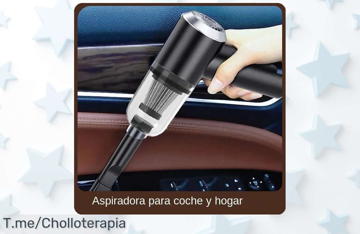 Aspirador de coche inalámbrico 9000Pa con carga USB potente y mini limpieza en seco y mojado a precio loco no esperes más este ofertón con descuento brutal vuela ya