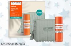 Bella Aurora gel solar SPF50 con neceser regalo textura ligera y oil control alta protección anti-manchas ofertón precio loco solo hoy corre que vuelan pide ya