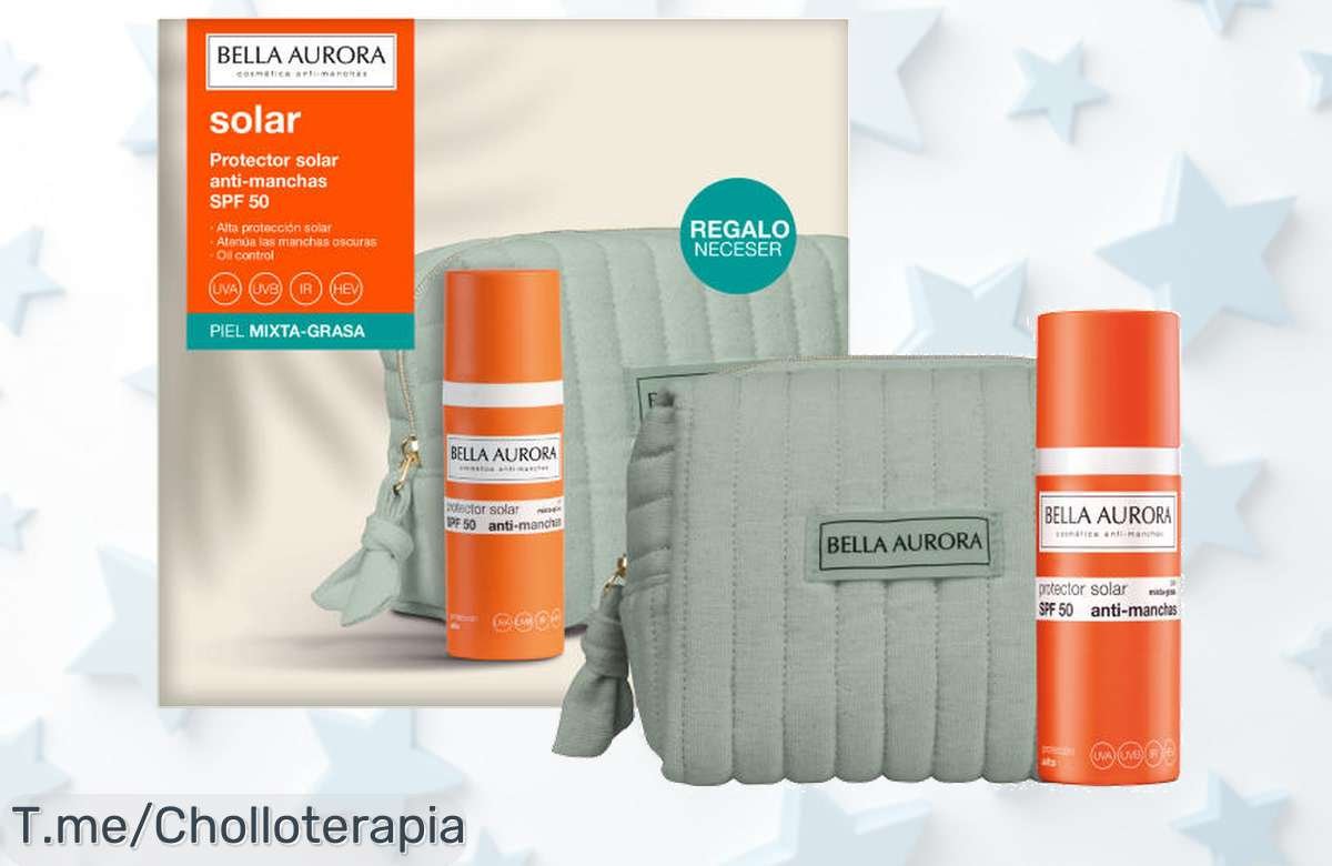 Bella Aurora gel solar SPF50 con neceser regalo textura ligera y oil control alta protección anti-manchas ofertón precio loco solo hoy corre que vuelan pide ya