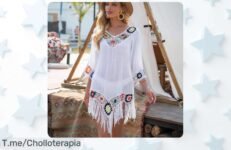 Bikini de cocodrilo blanco con flecos y túnica sexy super chollo nunca visto luce espectacular este verano con descuento brutal aprovecha el precio loco compra ya