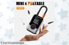 Bomba de aire eléctrica portátil con pantalla LCD súper práctica precio loco que infla rápido coche, motos y balones sin líos aprovecha este super chollo ya antes que se acabe