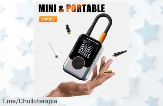 Bomba de aire eléctrica portátil con pantalla LCD súper práctica precio loco que infla rápido coche, motos y balones sin líos aprovecha este super chollo ya antes que se acabe