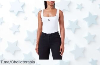 Calvin Klein Jeans rib tank top blanco con escote en U que realza tu figura diseño moderno y tendencia nunca vista precio de ganga super chollo aprovecha ya oferta limitada