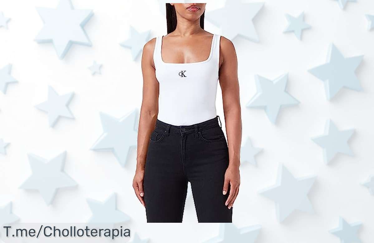 Calvin Klein Jeans rib tank top blanco diseño único que realza tu figura con ajuste perfecto disfruta este super chollo de descuento brutal y precio de ganga ¡compra ya!