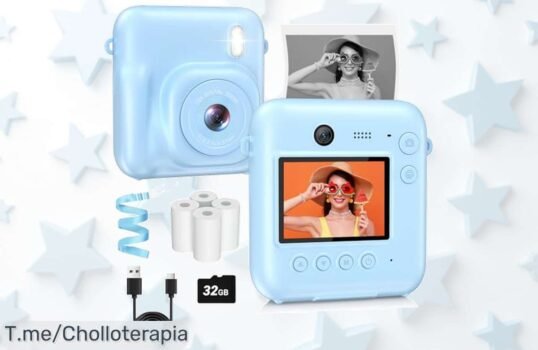 Cámara infantil instantánea 48MP con tarjeta de 32G para selfies HD y prints sin tinta un super chollo que no puedes dejar pasar ¡ofertón limitado corre ya!