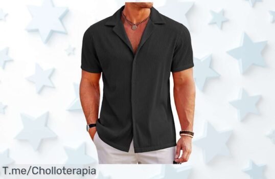 Camisa hawaiana negro que no se arruga ni pierde color con un super chollo y descuento brutal verano entero aprovecha este ofertón de precio loco antes de que desaparezca