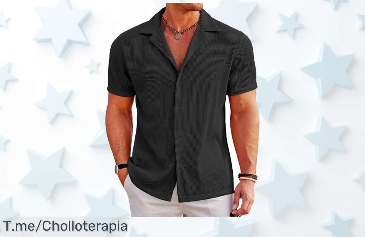 Camisa hawaiana negro que no se arruga ni pierde color con un super chollo y descuento brutal verano entero aprovecha este ofertón de precio loco antes de que desaparezca