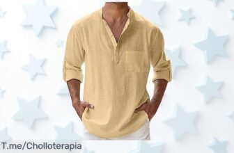 Camisa hombre 2025 súper chollo con diseño único que combina cuello henley y sin cuello para cualquier estilo descuento brutal por tiempo limitado ¡aprovecha ya este ofertón!